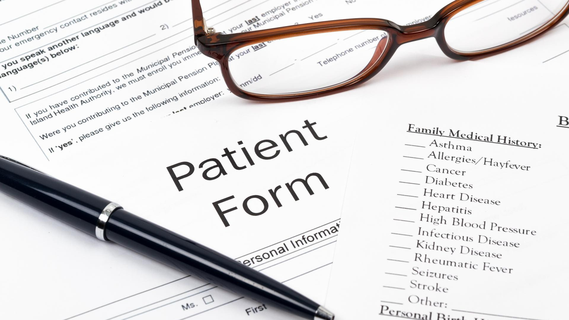 Why must new-patient forms be filled in?